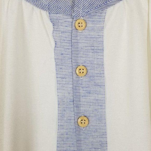 Hem & Thread 1/4 Button Bishop Sleeve Blouse - Picture 3 of 8